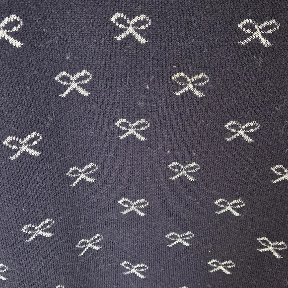 Ann Taylor navy blue 3/4 sleeve bow sweater - Picture 4 of 5